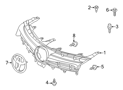 2015 Toyota Camry Grille Sub-Assembly, Rad Diagram for 53101-06914