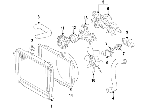 2010 Toyota Tundra Water Pump Diagram for 16100-09471