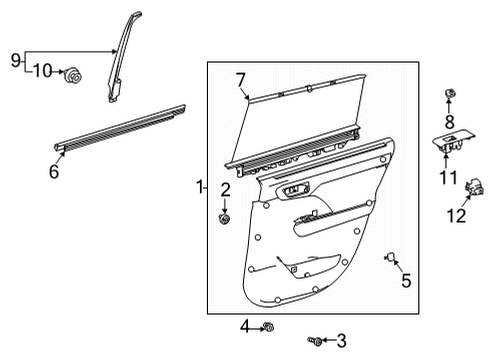 2022 Toyota Highlander Door Trim Panel, Beige, Rear Passenger Side Diagram for 67630-0E832-E8