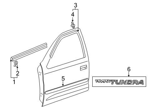 2005 Toyota Tundra Weatherstrip Assy, Front Door Glass, Outer RH Diagram for 68160-0C010