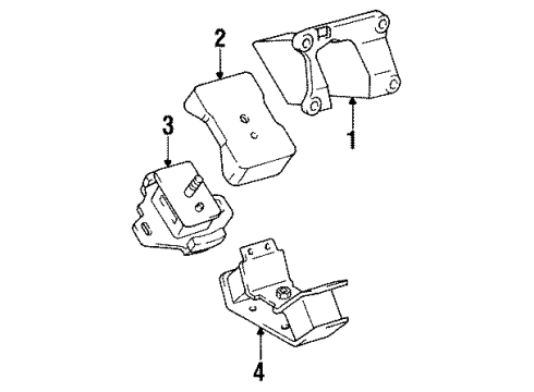 1991 Toyota 4Runner Engine & Trans Mounting Diagram