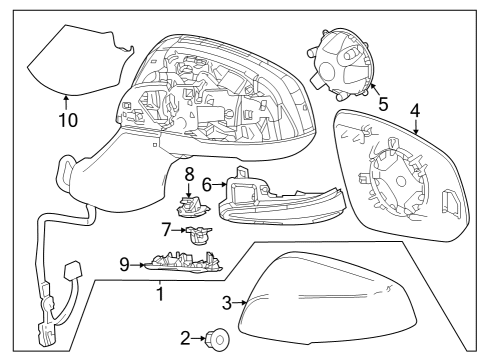 2024 Toyota Grand Highlander Outside Mirrors Diagram