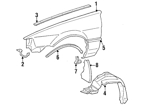 1987 Toyota Corolla MUDGUARD Sub-Assembly,Front FEND Diagram for 76621-19086