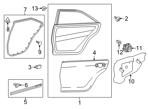 2017 Toyota Camry WEATHERSTRIP, Rear Door Diagram for 67887-06080