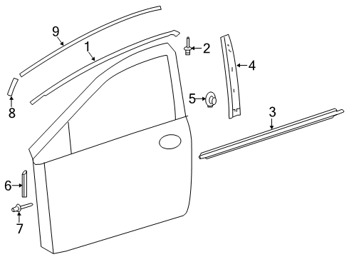 2019 Toyota Corolla Exterior Trim - Front Door Diagram 2 - Thumbnail