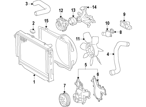 2008 Toyota Land Cruiser Radiator Assembly Diagram for 16400-50380