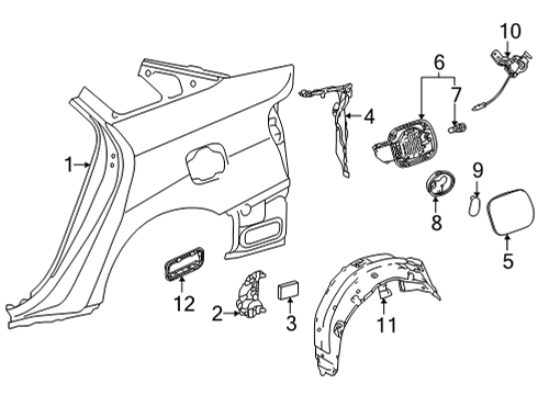 2020 Toyota Mirai TROUGH Sub-Assembly, Lug Diagram for 61063-62010