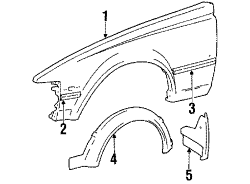 1986 Toyota Celica Fender Sub-Assy, Front RH Diagram for 53801-14780