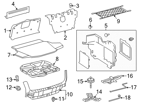 2014 Toyota Avalon Cover, Upper Back Panel Hole Diagram for 64166-07020