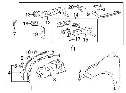 2019 Toyota Corolla Structural Components & Rails Diagram