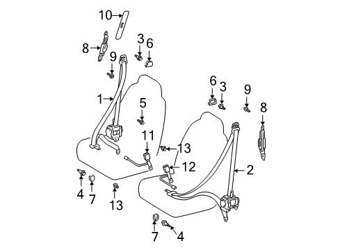 2005 Scion xB Seat Belt Diagram 1 - Thumbnail