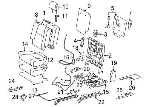 2011 Toyota 4Runner Second Row Seats Diagram 3 - Thumbnail