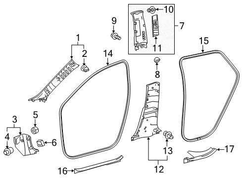 2017 Toyota Corolla iM Interior Trim - Pillars, Rocker & Floor Diagram