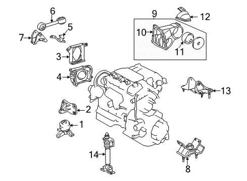 2000 Toyota Sienna Engine & Trans Mounting Diagram