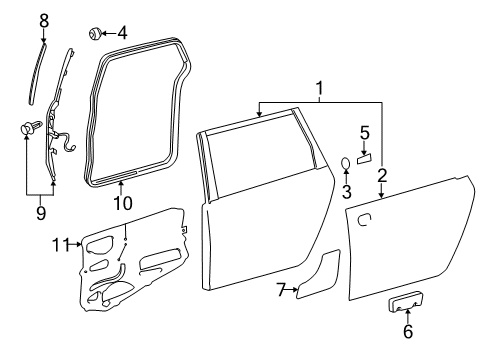 2014 Toyota Sienna Protector, Slide Door Diagram for 58743-28010