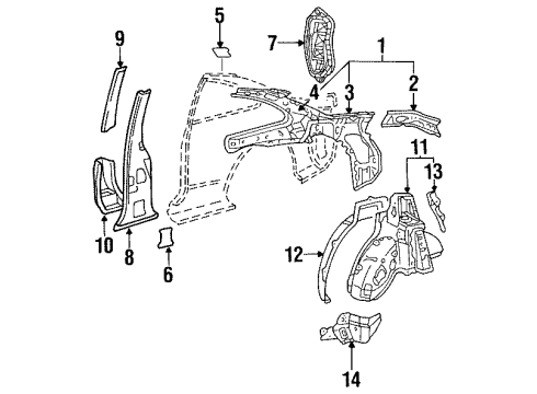 1999 Toyota Celica Inner Structure - Quarter Panel Diagram