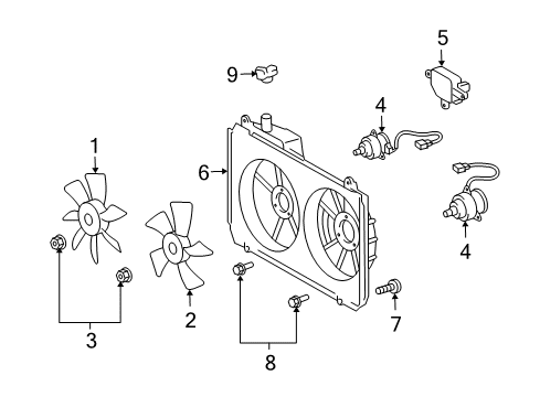 2006 Toyota Highlander Cooling System, Radiator, Water Pump, Cooling Fan Diagram 1 - Thumbnail