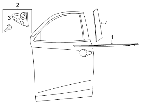 2020 Toyota Yaris Exterior Trim - Front Door Diagram