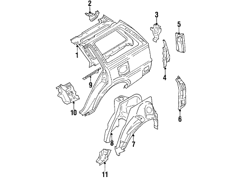 1991 Toyota Corolla Quarter Panel - Inner Components Diagram