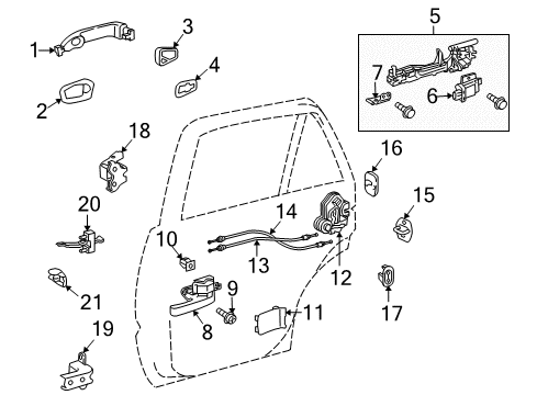 2008 Toyota Land Cruiser Cover, Rear Door Outside Handle, LH Diagram for 69228-60030-E0