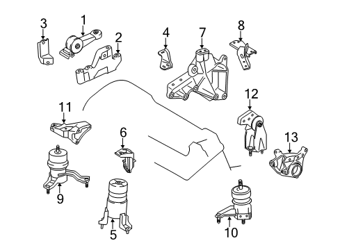 2019 Toyota Highlander Engine & Trans Mounting Diagram