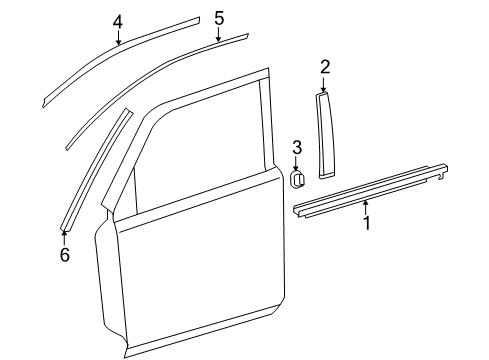 2022 Toyota 4Runner Exterior Trim - Front Door Diagram