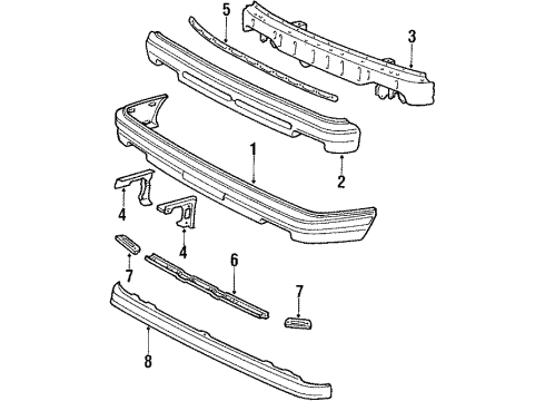 1990 Toyota Tercel Support, Front Bumper Side, RH Diagram for 52677-16030