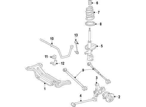 2013 Toyota Highlander Member Sub-Assembly, Rear Diagram for 51206-0E015