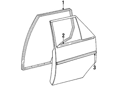 1985 Toyota Corolla Weatherstrip, Rear Door, LH Diagram for 67872-12210