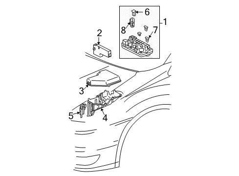 2004 Toyota Sienna Junction Block Upper Cover Diagram for 82672-08050