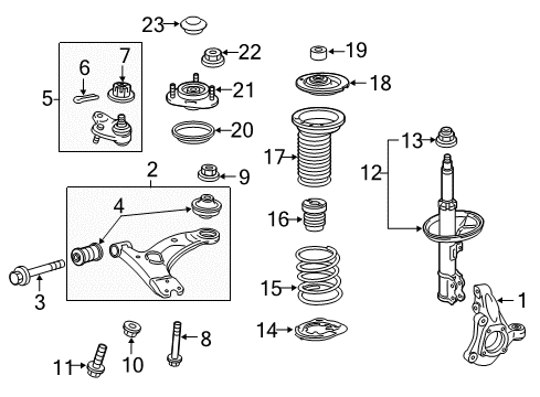 2014 Toyota Prius Plug-In Front Suspension Control Arm Sub-Assembly, No.1 Left Diagram for 48069-47050