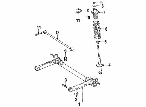 1996 Toyota Paseo Support Assembly, Rear Sus Diagram for 48750-16110