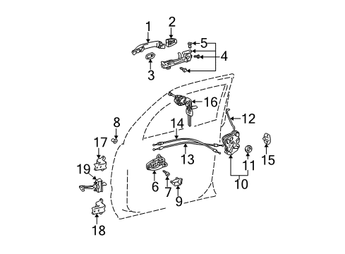 2006 Toyota 4Runner Front Door - Lock & Hardware Diagram