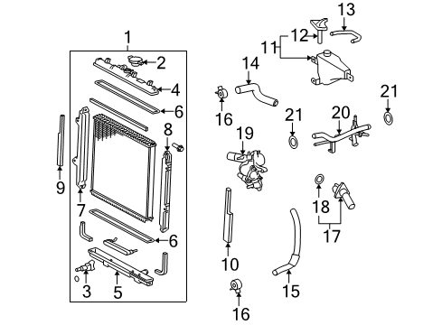 2016 Toyota 4Runner Radiator & Components Diagram