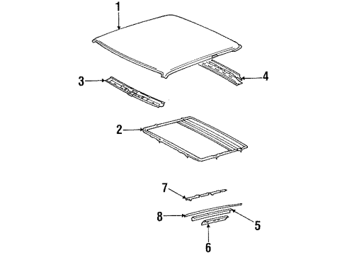 1986 Toyota Celica Rail, Roof Side, Outer LH Diagram for 61212-14901