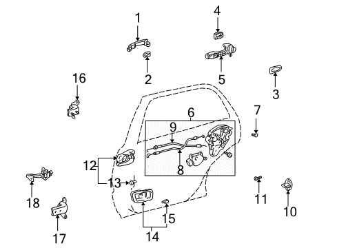 2001 Toyota Highlander Door & Components Diagram