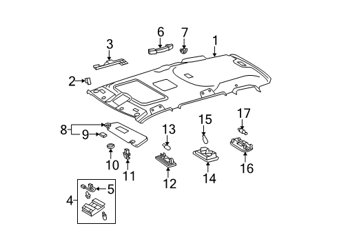 2013 Toyota Highlander Box Assembly, Roof Console Diagram for 63650-48231-E0