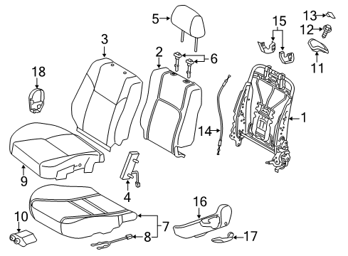 2014 Scion tC Front Seat Back Cover, Right(For Separate Type) Diagram for 71073-21530-B1