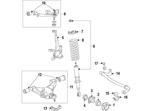 2021 Toyota Land Cruiser Suspension Components, Lower Control Arm, Upper Control Arm, Ride Control, Stabilizer Bar Diagram