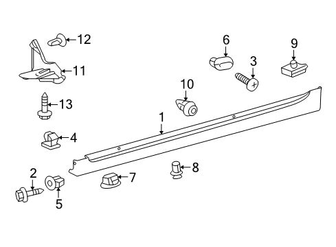 2014 Toyota Prius Exterior Trim - Pillars, Rocker & Floor Diagram