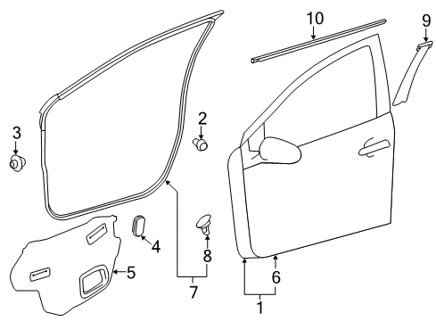 2015 Toyota Prius C Cylinder & Key Set Diagram for 69005-52Q90