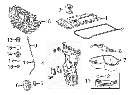 2019 Toyota Highlander Engine Parts & Mounts, Timing, Lubrication System Diagram 1 - Thumbnail