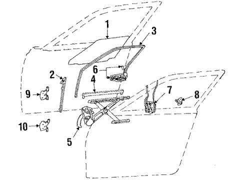 1987 Toyota Tercel Front Door - Glass & Hardware Diagram