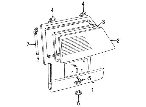 1989 Toyota Van Back Door Lock Assembly Diagram for 69350-28011