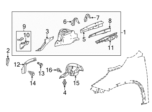 2014 Toyota Highlander Structural Components & Rails Diagram 1 - Thumbnail