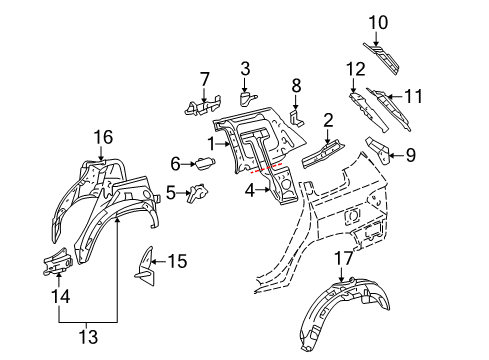 2008 Toyota Highlander Inner Structure - Quarter Panel Diagram 2 - Thumbnail