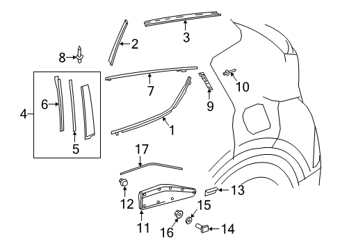 2020 Toyota C-HR MOULDING Sub-Assembly, R Diagram for 75077-10011