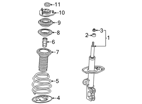 2017 Toyota Mirai Shock Absorber Assembly Front Right Diagram for 48510-69665