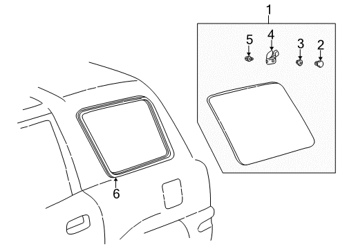 1996 Toyota RAV4 Quarter Panel - Glass & Hardware Diagram 1 - Thumbnail