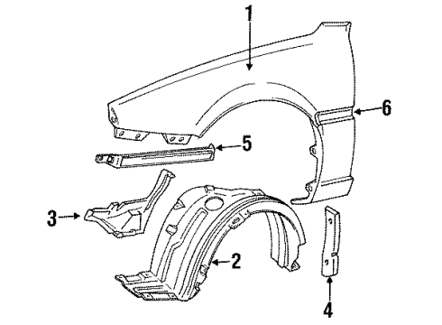 1992 Toyota MR2 Fender & Components, Exterior Trim, Trim Diagram